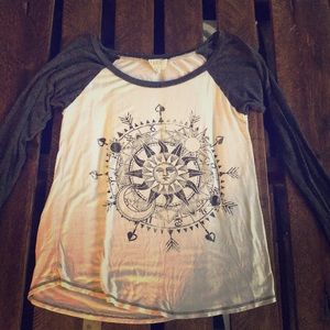 LA Hearts long sleeve Sun and Moon baseball tee